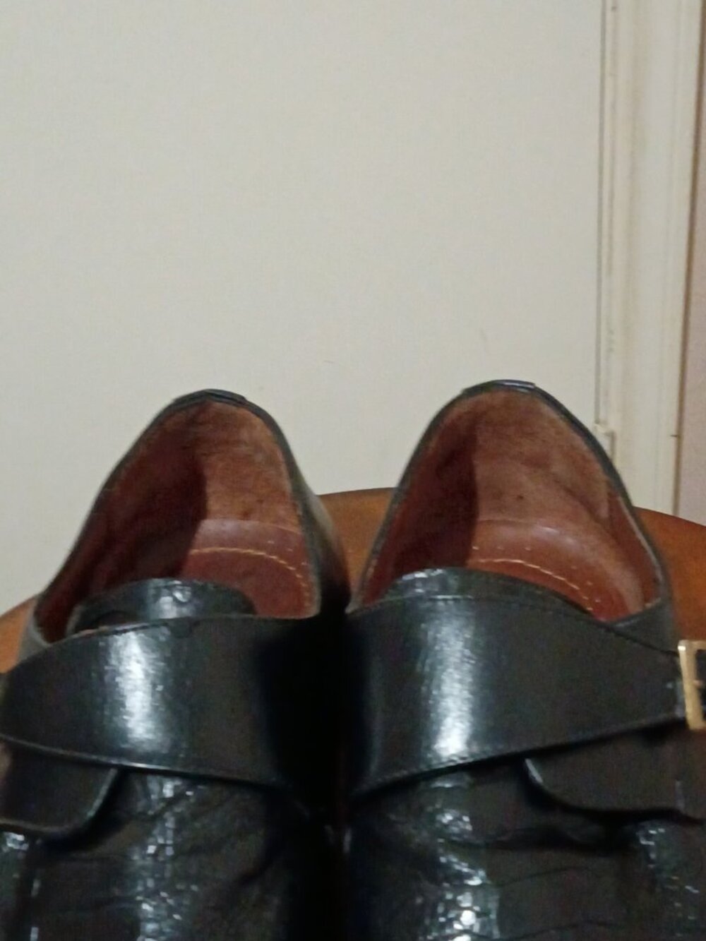 Belvedere Black Genuine Ostrich Leg Monk Strap Dress Shoes Size 12 - Picture 8 of 14
